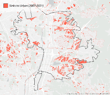 Figure 9. Sinks to urban land in Dongtan